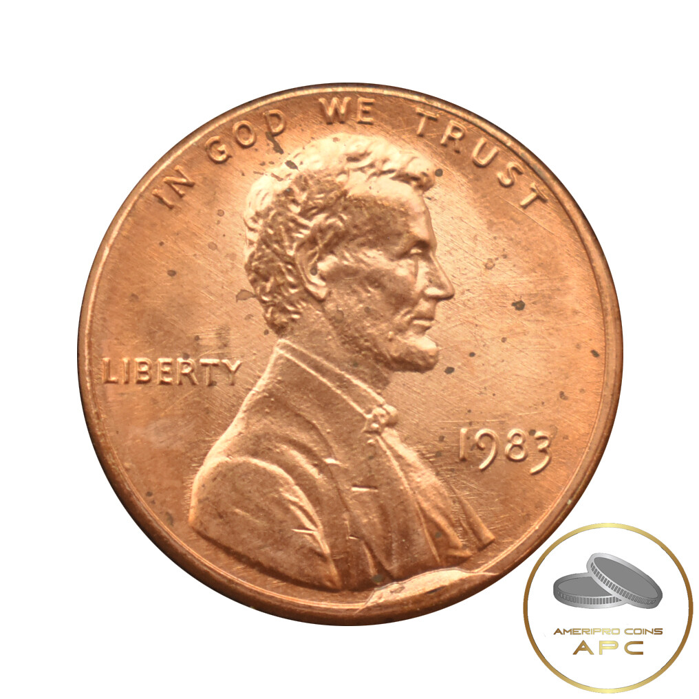 1983 Lincoln Memorial Cent w/CUD Choice BU Unc Base of Bust CUD LC-83-24