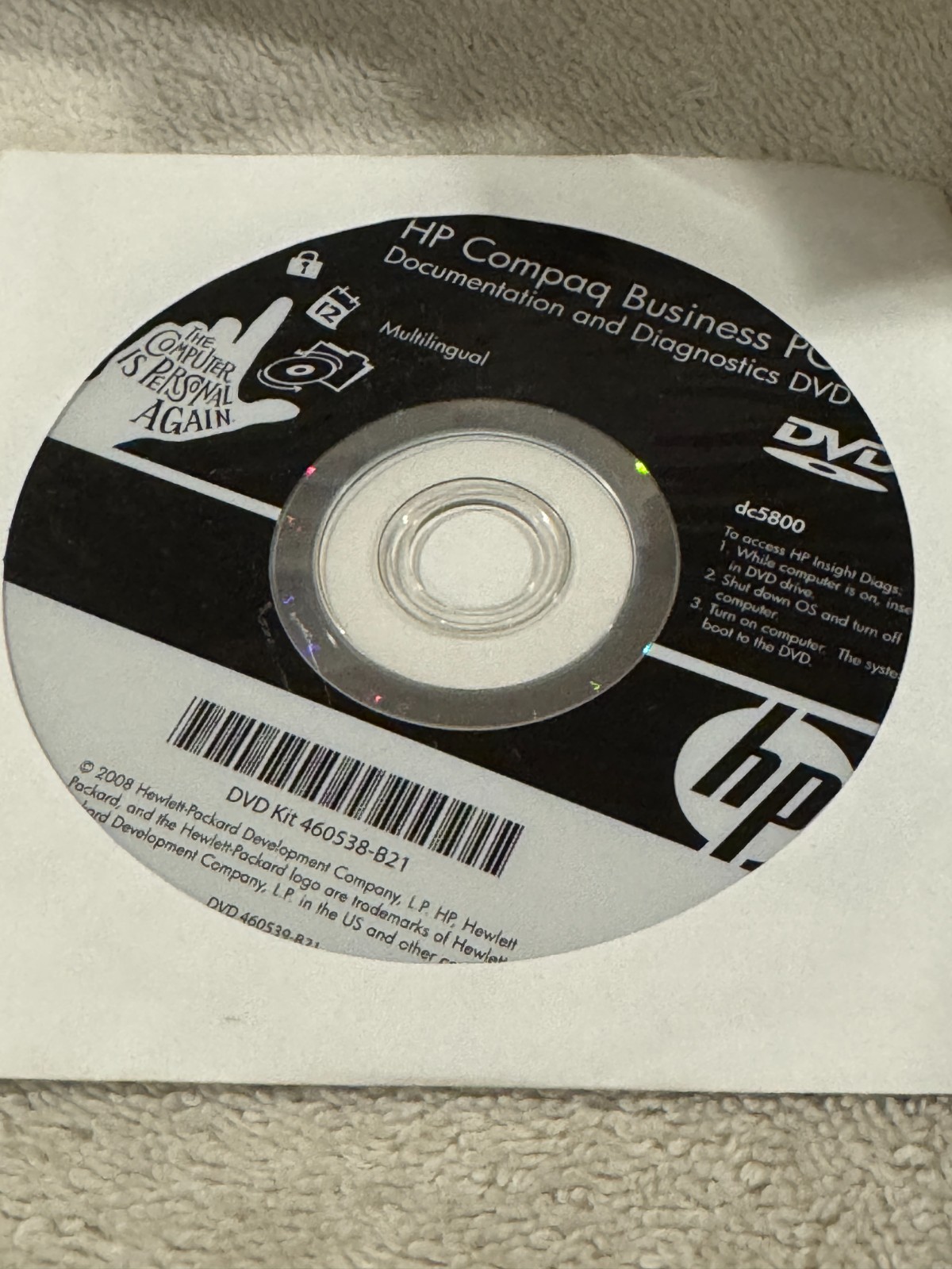 HP Compaq Business PC Documentation and Diagnostics DC5800 CD -