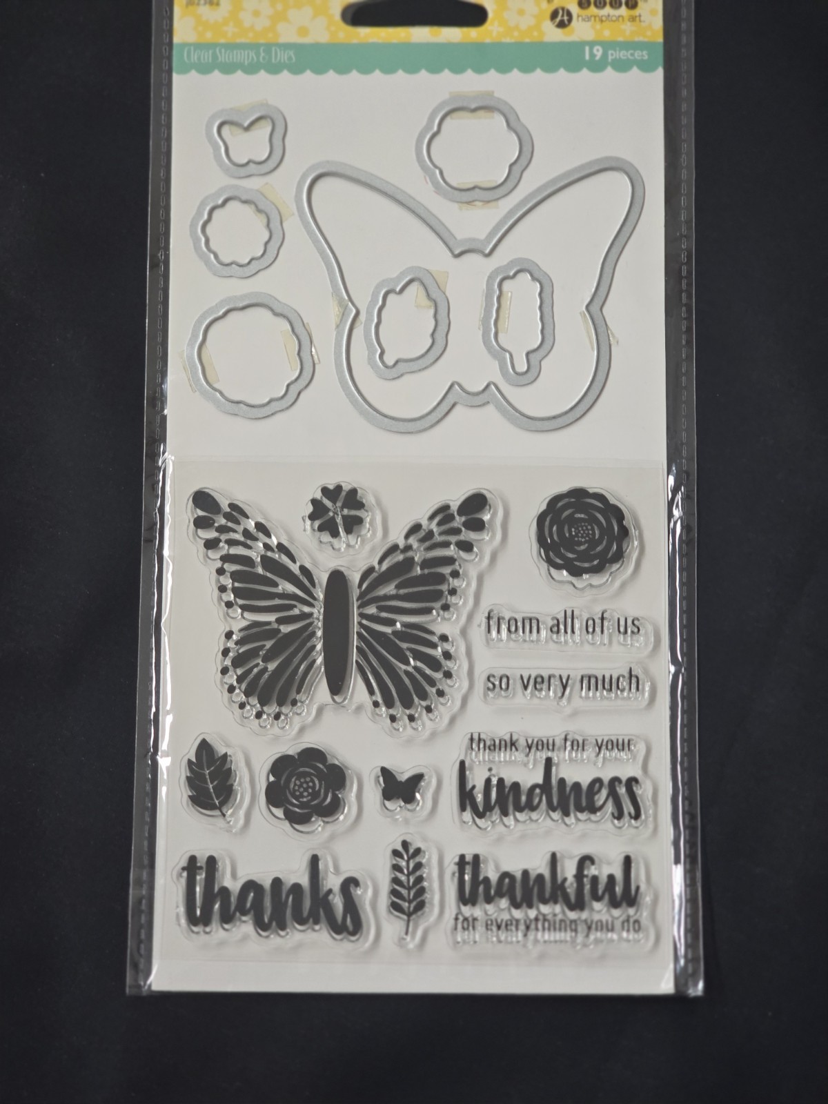 New! Jillibean Soup THANKFUL Clear Stamps & Dies Butterfly