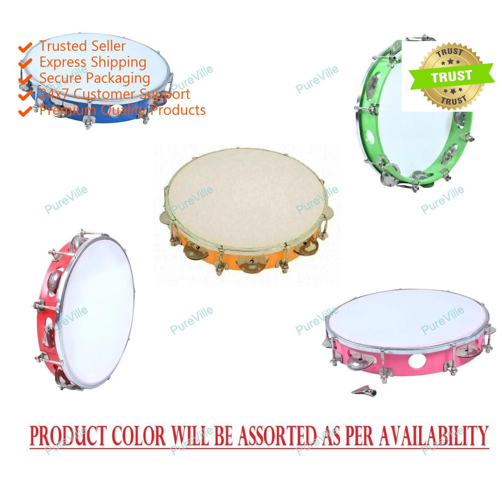 Music Instrument Fibre Dafli Hand Percussion 10 Inch Indian Set Of 5 Tambourine