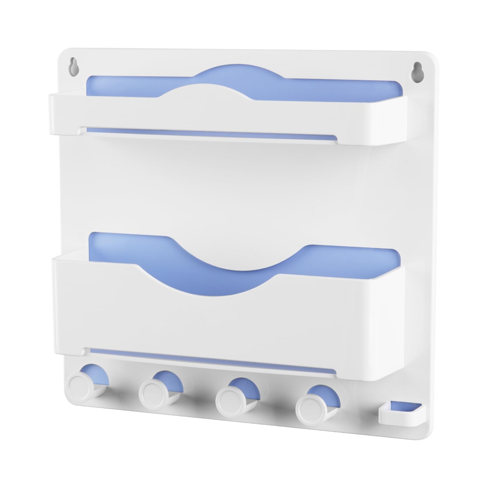 Bedside Wall Shelf with Glasses Hooks, Adhesive Bedside Organizer Wall Mount ...