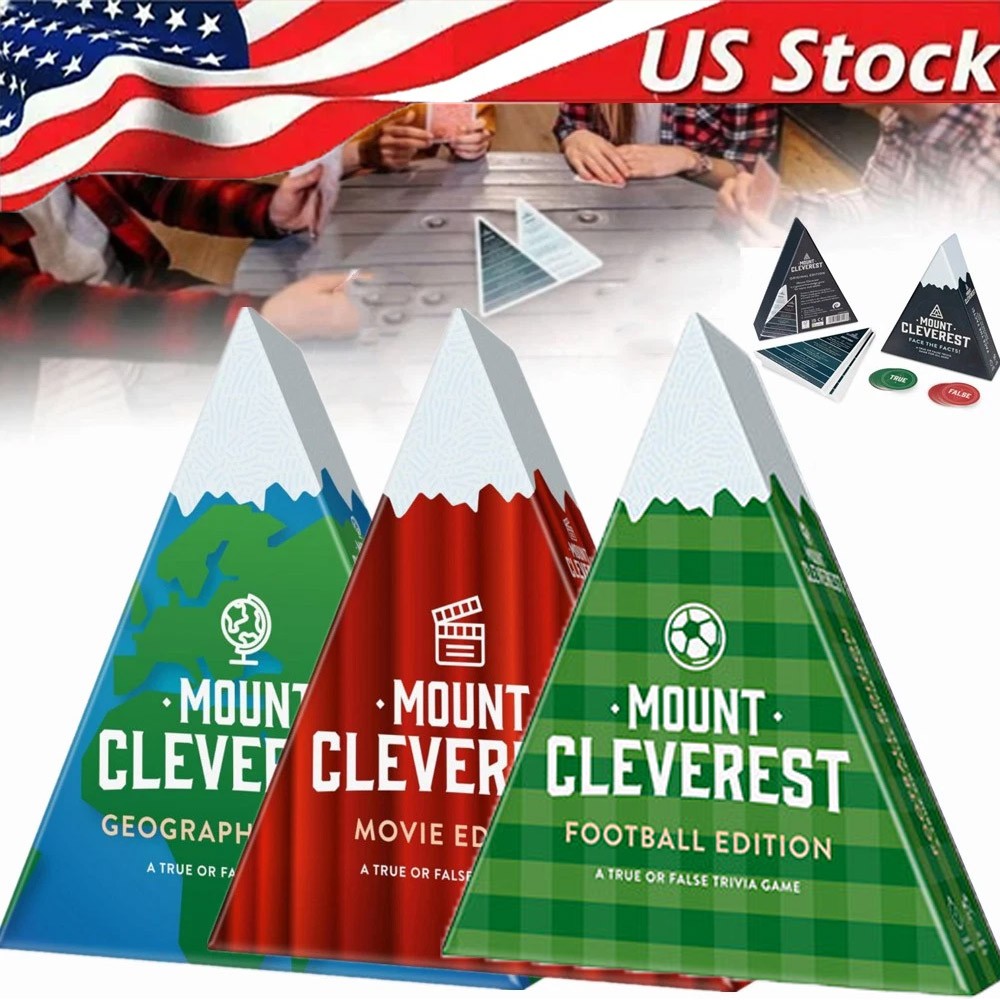 Mount Cleverest /Movies/Geography Edition Family Party Card Trivia Game USA