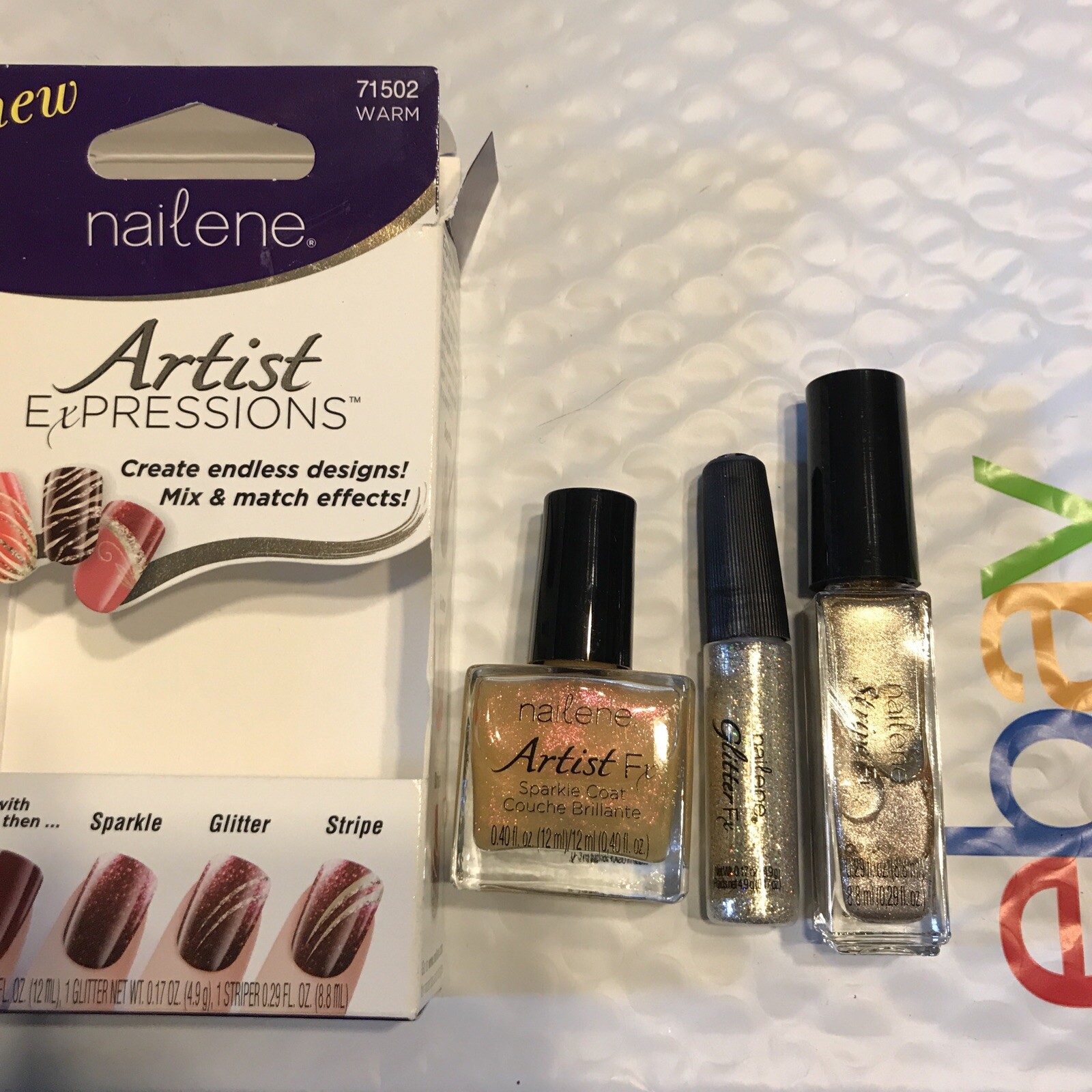 Nailene Artist Expressions WARM 71502 unsealed NIP Sparkle Glitter Stripe