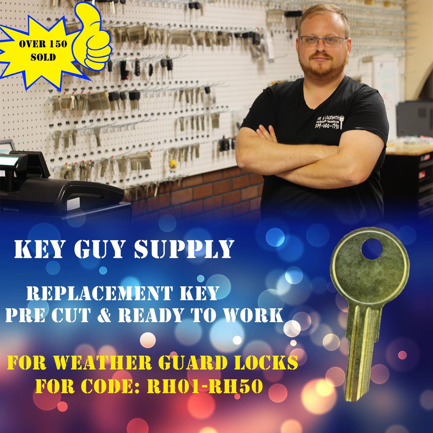 RH1-RH50 Replacement Key For WeatherGuard tool box. Cut to your code. Locksmith