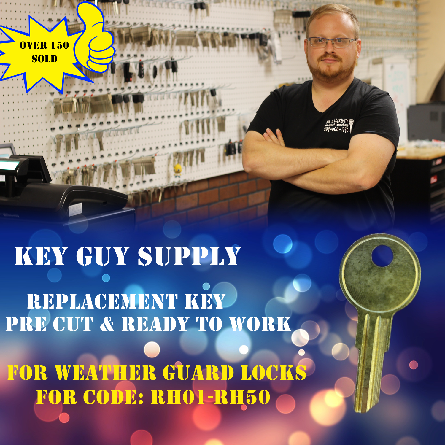 RH1-RH50 Replacement Key For WeatherGuard tool box. Cut to your code. Locksmith