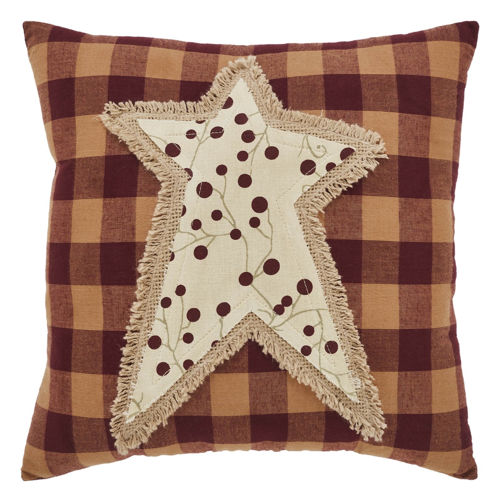VHC Pip Vinestar Primitive Applique Star Pillow 12x12 ~ Rustic/Primitive