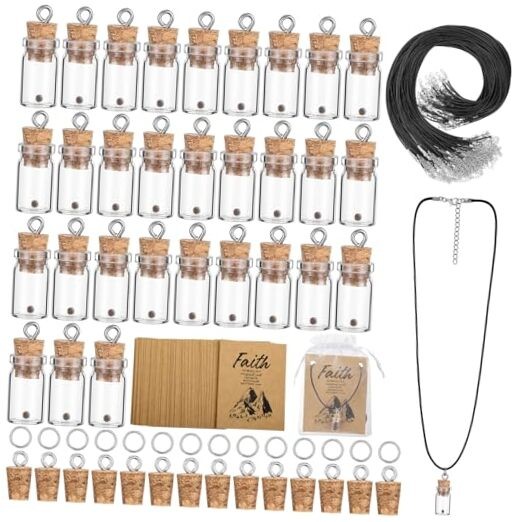 /100 Set Mustard Seed Faith Necklace Christian Gifts for Woman DIY Classic 50