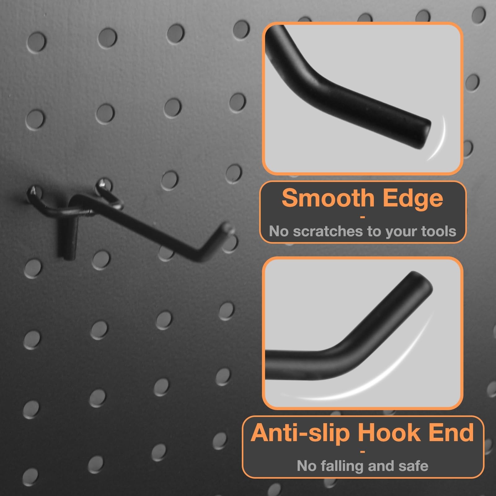 G.CORE 24-Pack Pegboard Hooks, 2" 4" Peg Board Tool Utility Hangers Fit Black