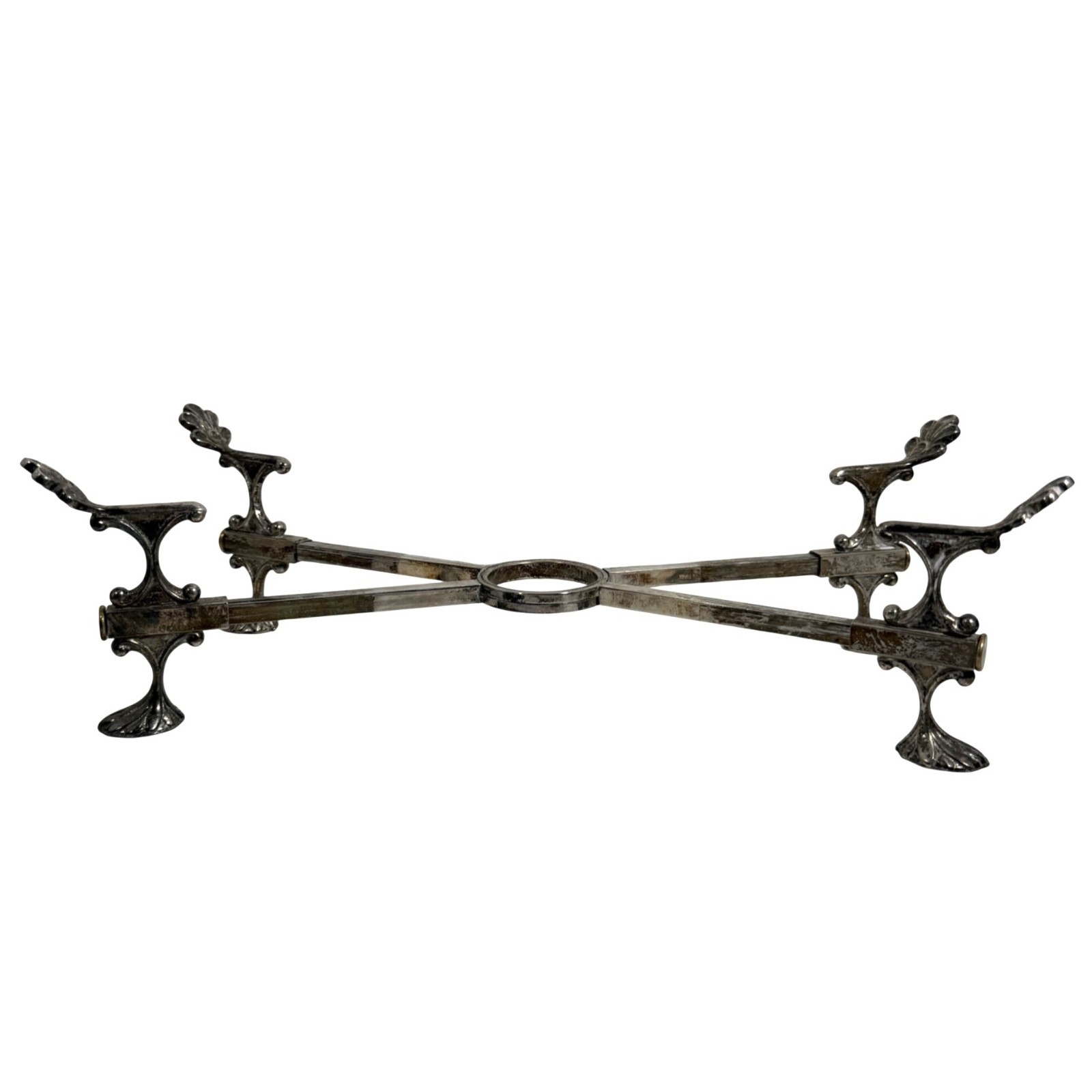 Antique Georgian Silver Plated Adjustable Dish Cross Trivet Stand Signed Italy