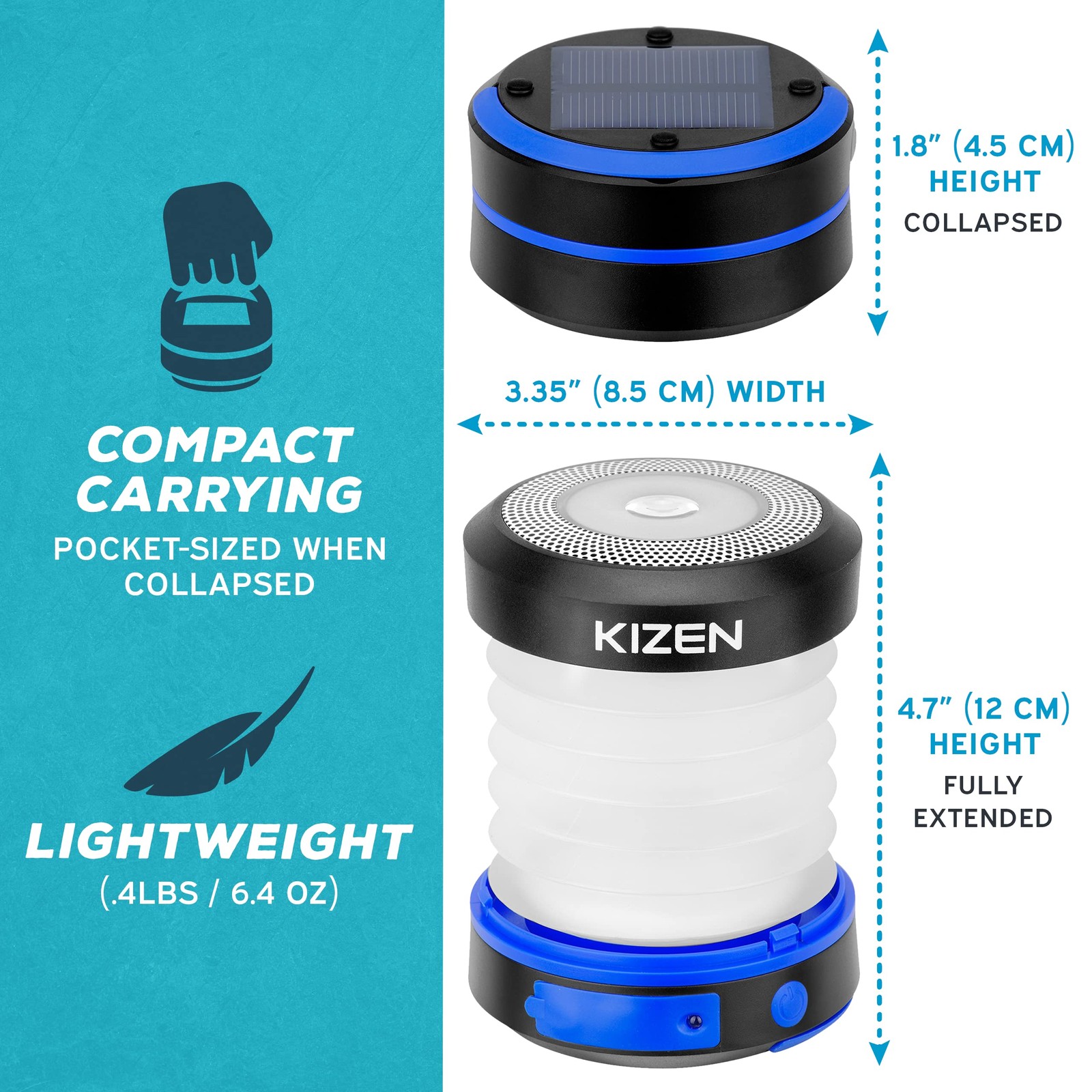 Outdoor Solar Lantern - Solar or Plug Rechargeable Lantern - Collapsible LED ...