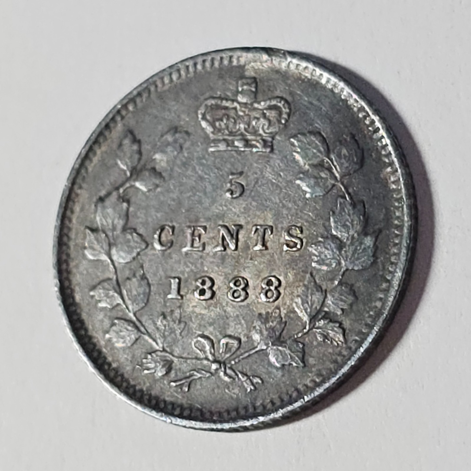 1888 - HIGH GRADE - Canada 5 five cents SILVER - LOW COMBINED SHIP - C5-377