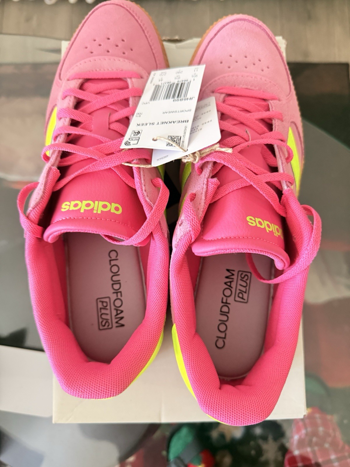 adidas Breaknet Sleek size11 Pink Yellow Gum Men's Low Top Athletic Sneaker2024