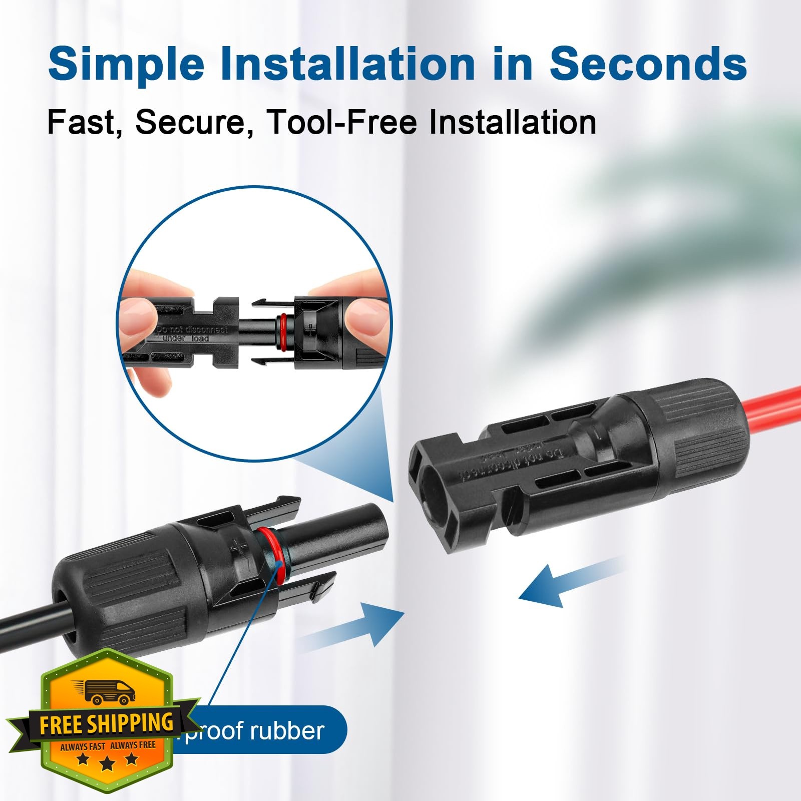 XRDS-RF 10AWG 20FT Solar Extension Cable 2 Pack Red/Black