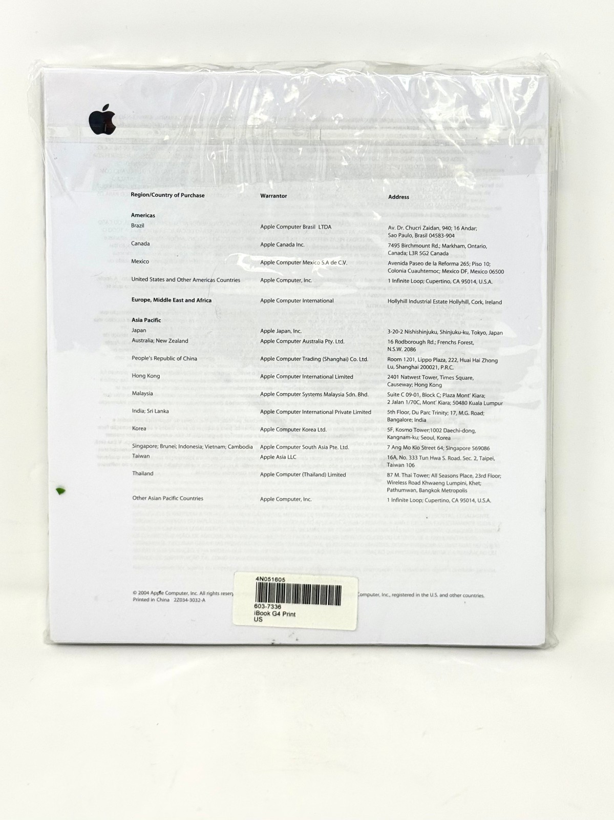 Apple iBook G4 Install Discs Cord User's Guide Sealed Setup Package