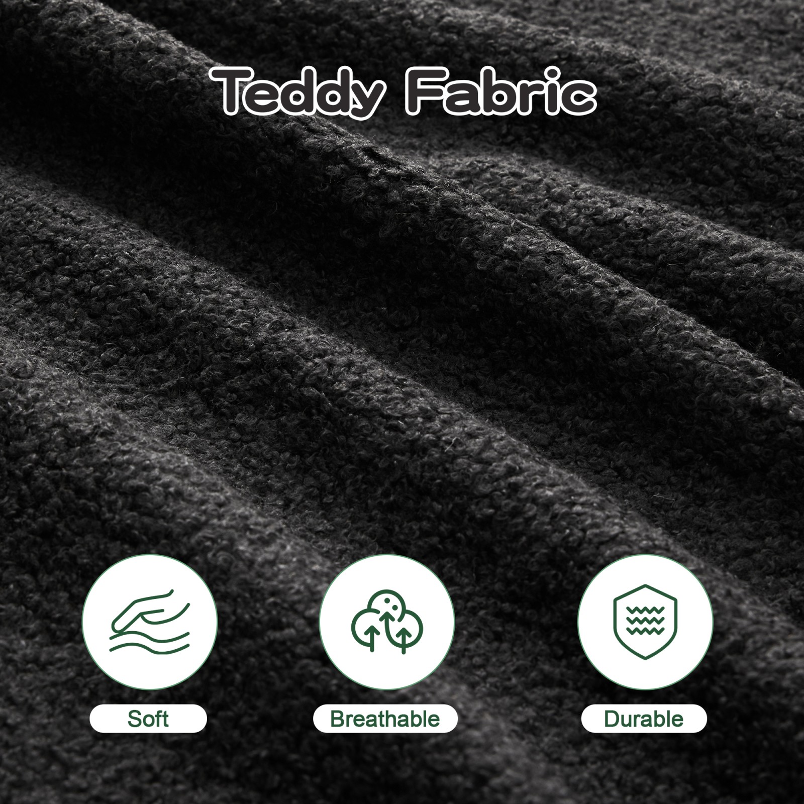 Teddy Fabric Modular Sectional Sofa, 2 Seat, Black, No Assembly