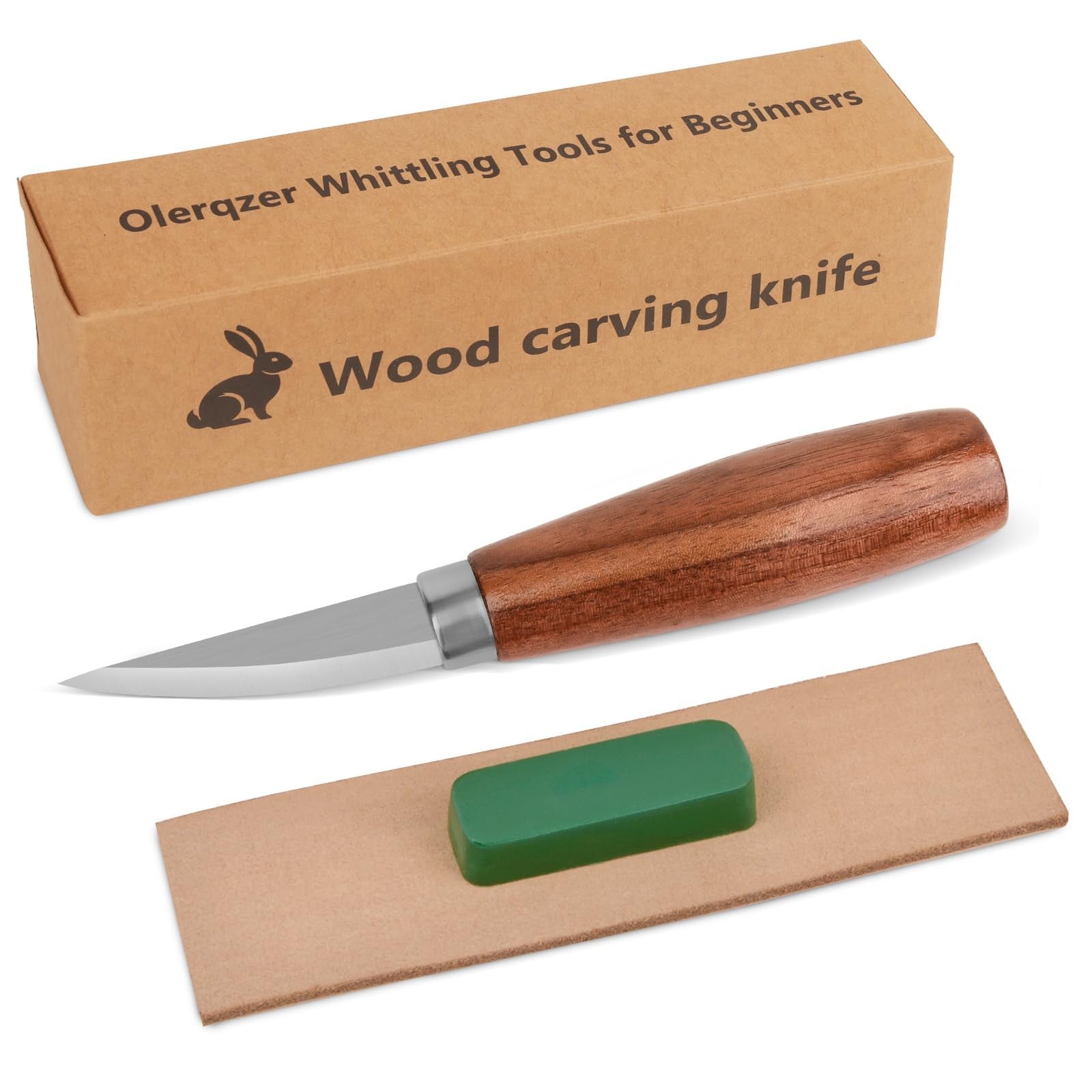 Sloyd Wood Carving Knife with Leather Strop Polishing Compound Whittling Tool