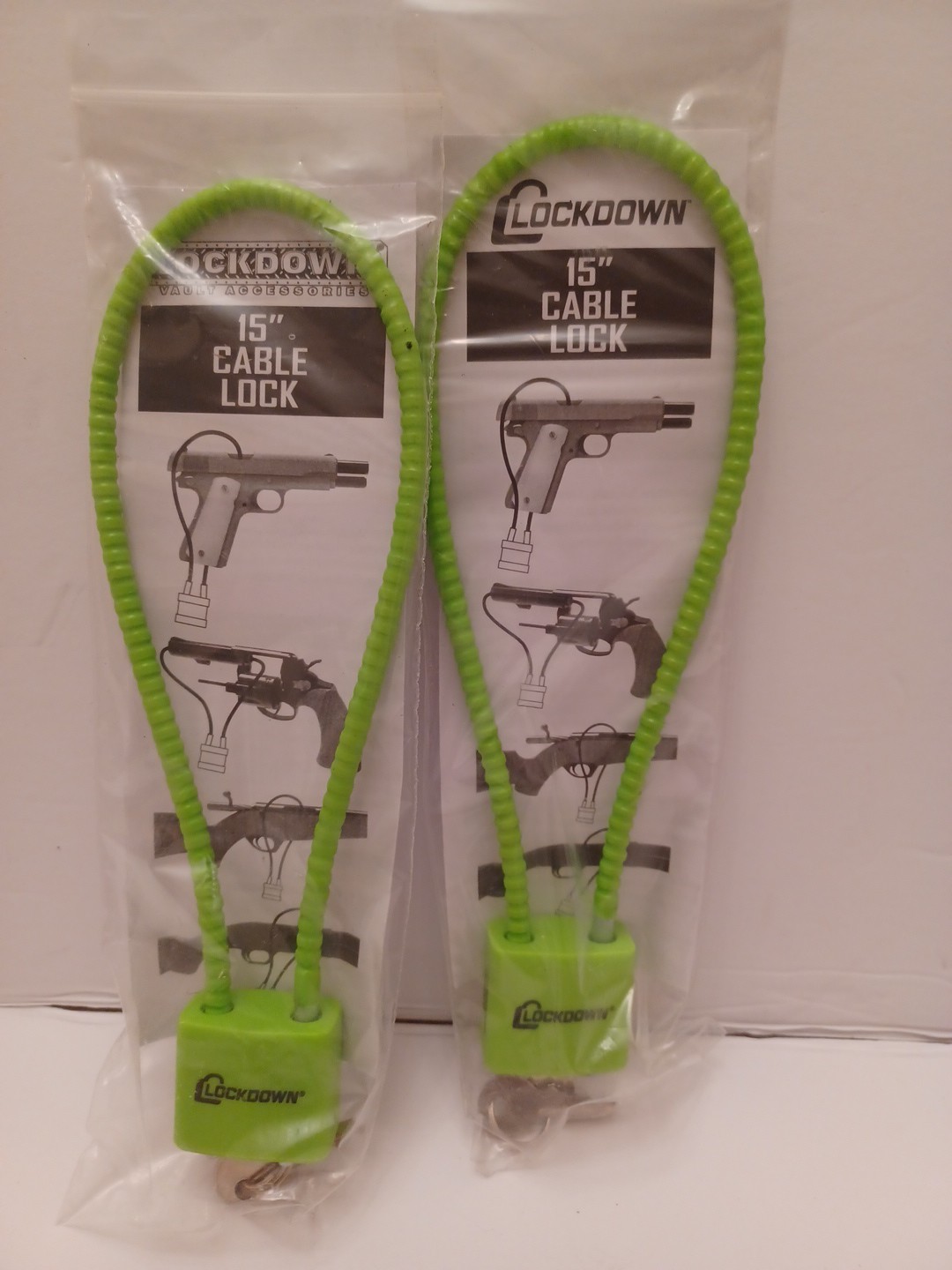 Firearm Handgun/Rifle/Shotgun Gun Cable Locks (2)15" Long New Sealed FREE SHIP