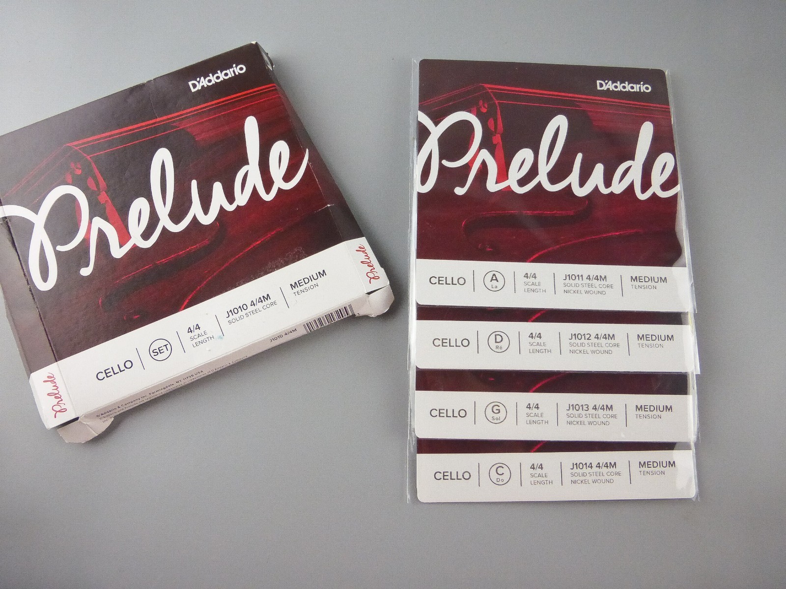 D'Addario Prelude Cello String Set, 4/4 Scale, Medium Tension - New