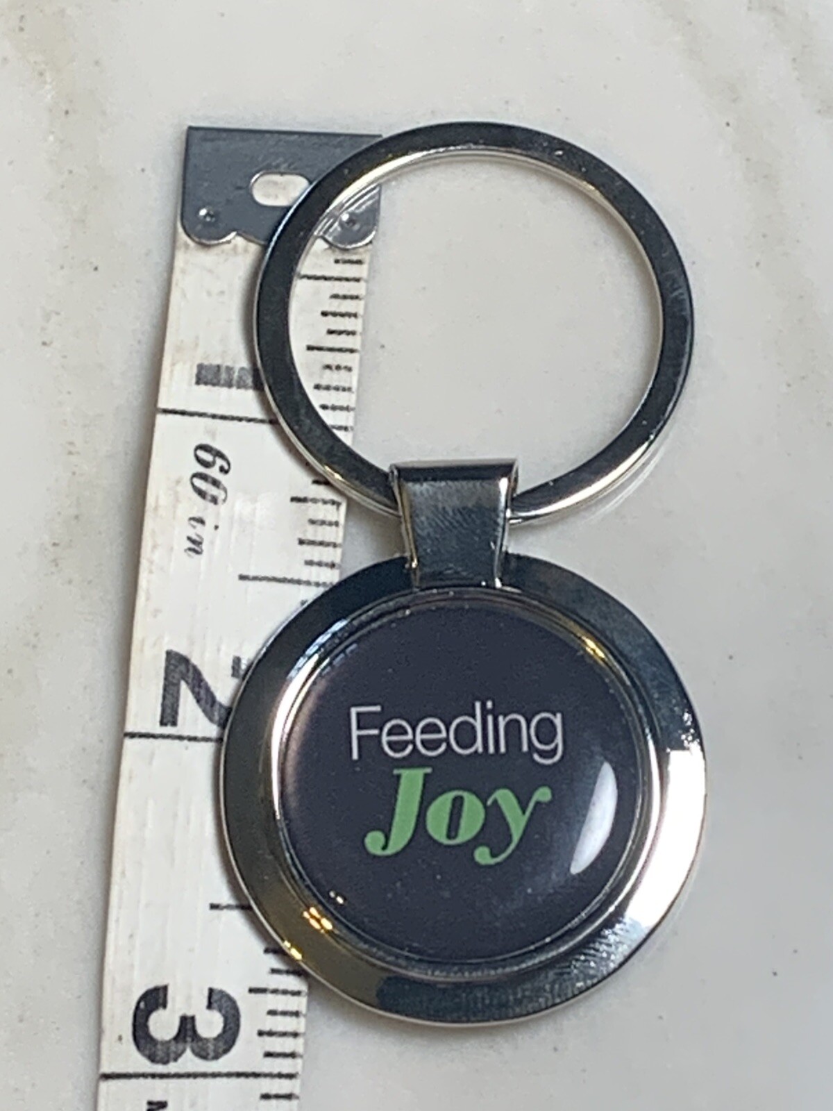 Feeding Joy Silver Toned Keyring Keychain