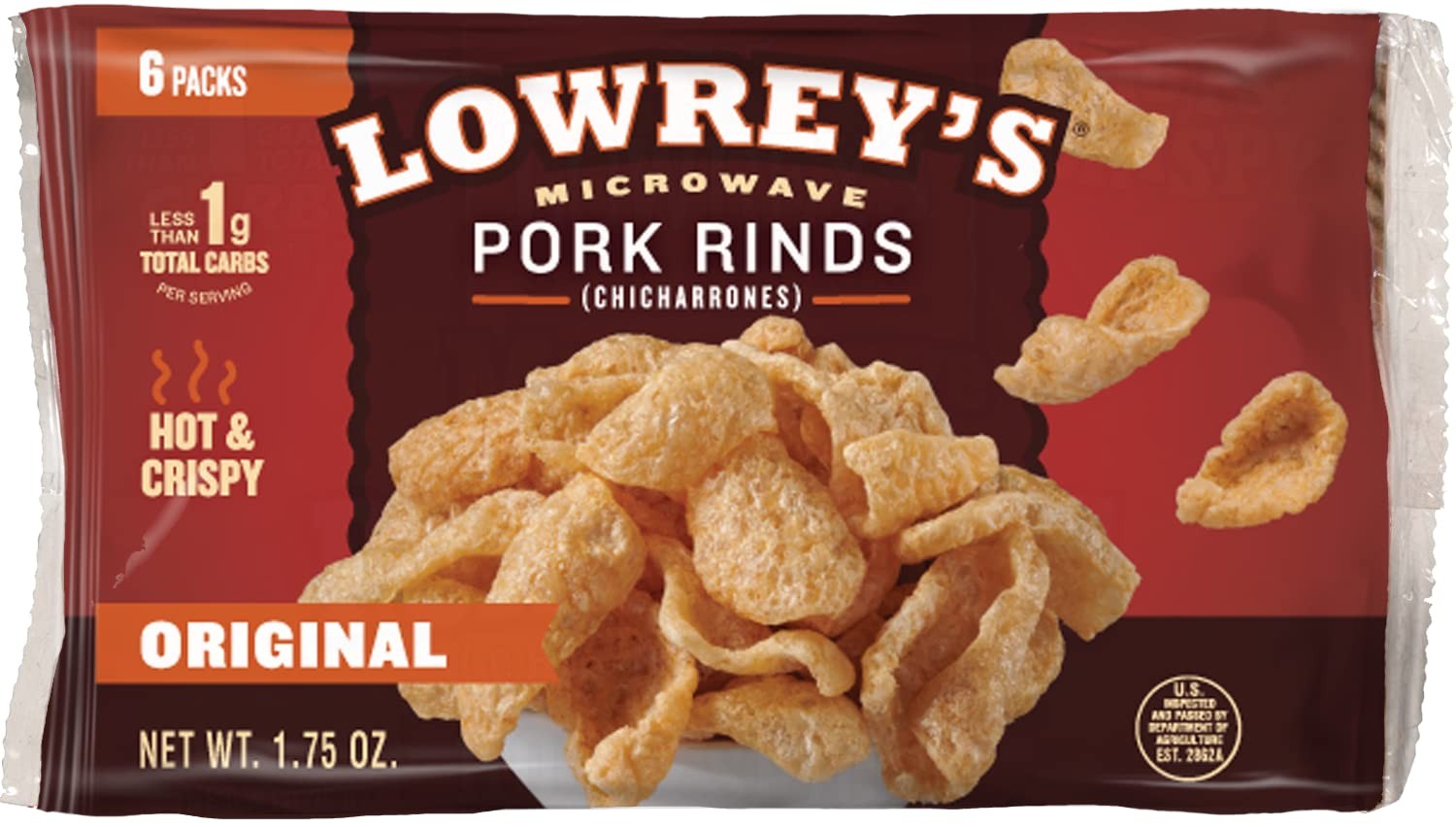 Lowrey's Bacon Curls Microwave Pork Rinds (Chicharrones), Original, 1.75...