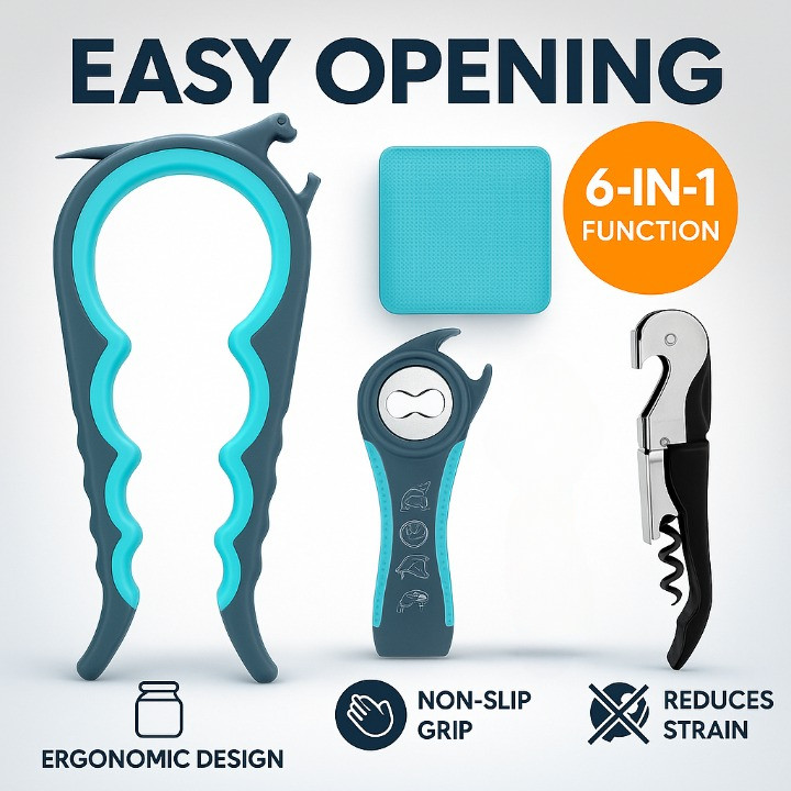 Jar Opener for Weak Hands Seniors Arthritis Lid Bottle Can Opener Kitchen Tool