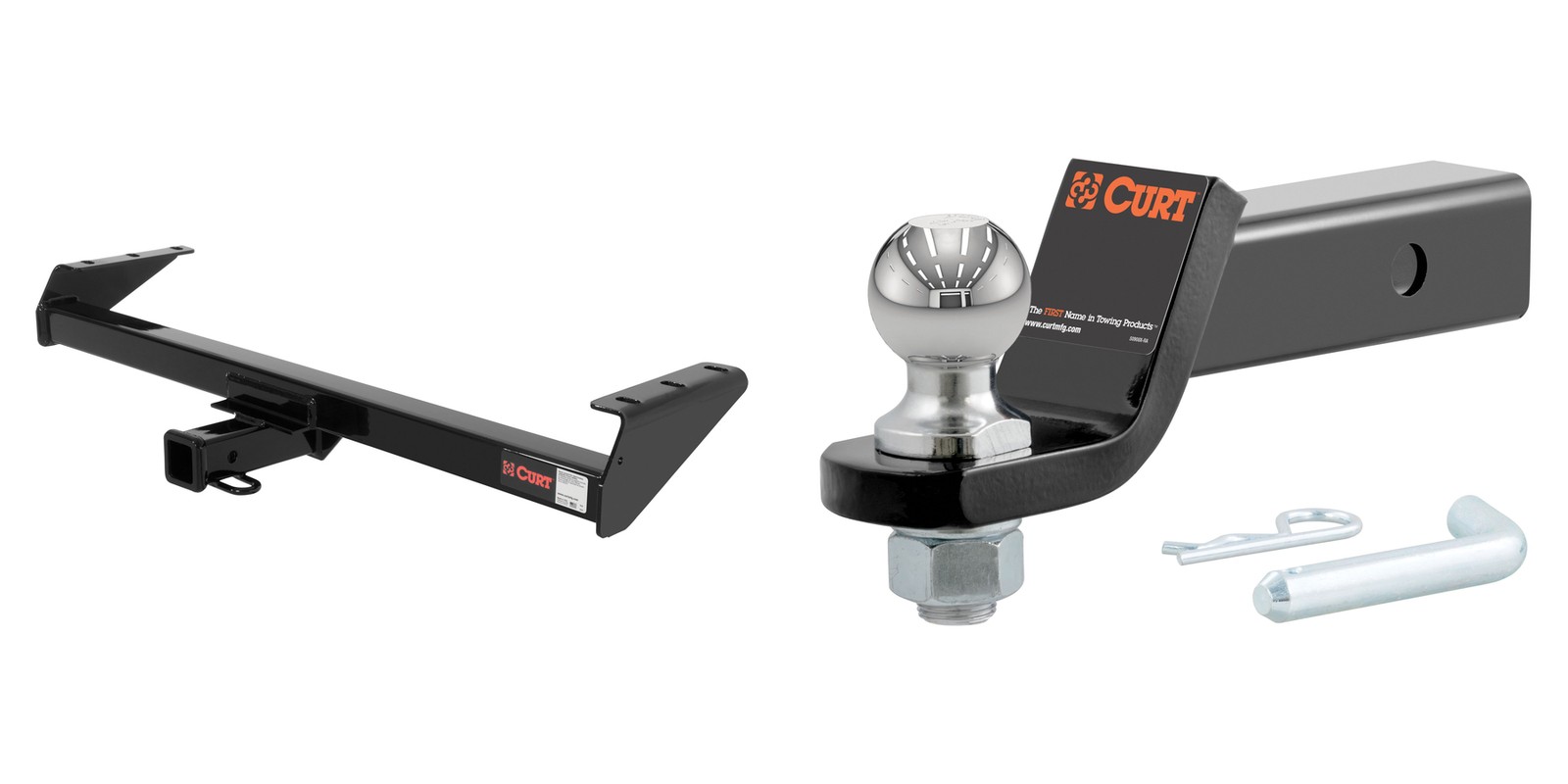 CURT Trailer Hitch Tow Kit 2in Receiver, 2in Ball Mount, Pin & Clip - 13241