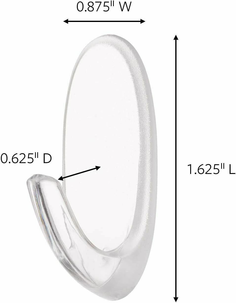 2 Packs 3M Command 6 Medium Clear Hooks & 12 Adhesive Strips Per Pack Max 2 lb