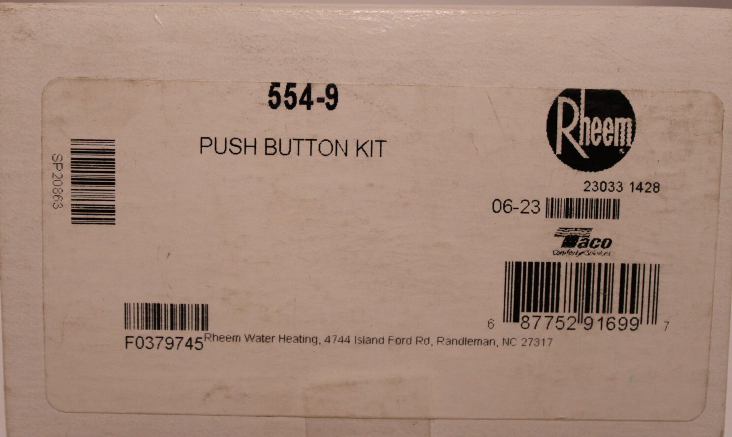 Rheem SP-20863 - Push Button Kit