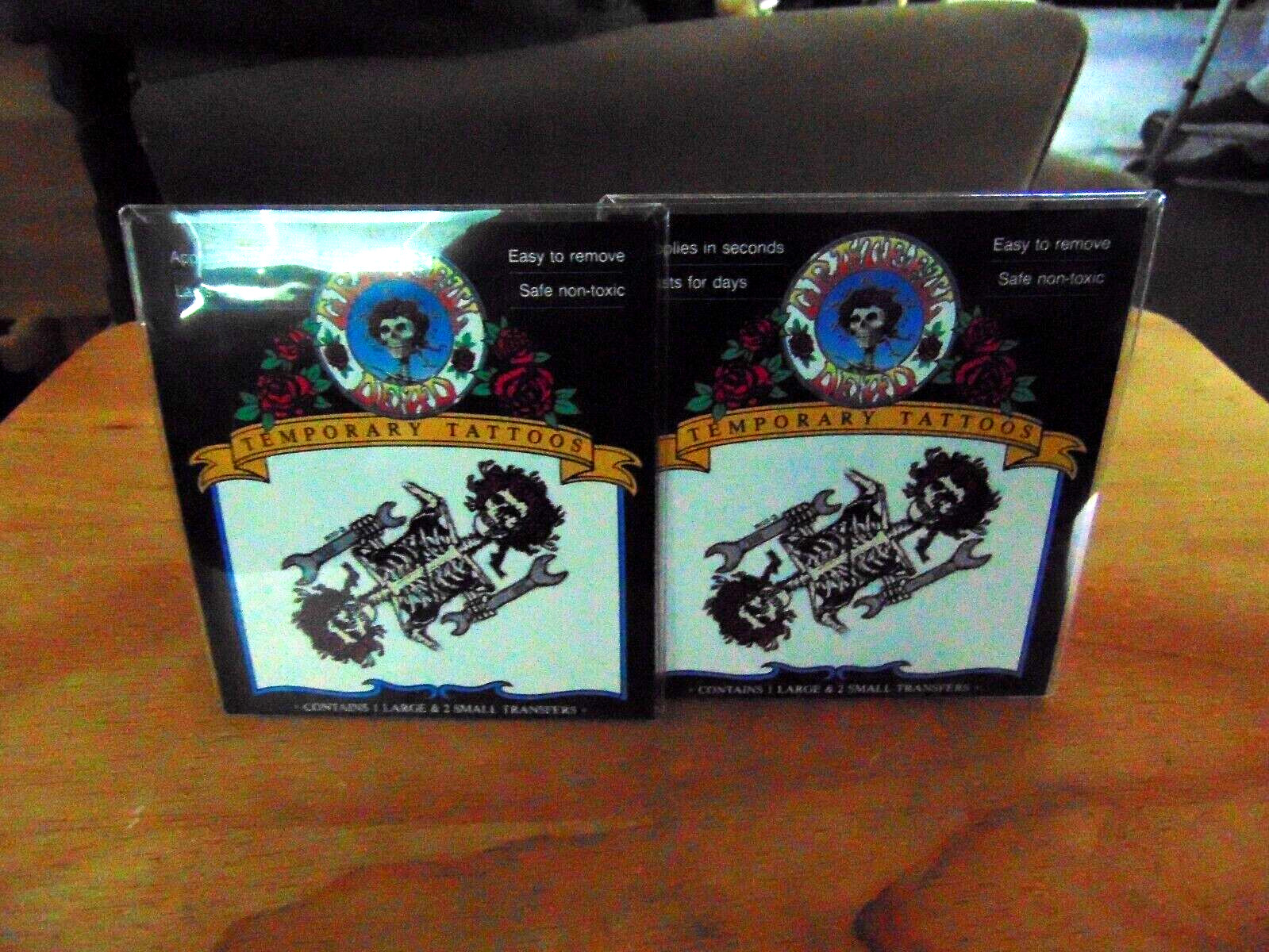 TWO GRATEFUL DEAD, Temporary Tattoos Collectible Sealed Vintage 1993