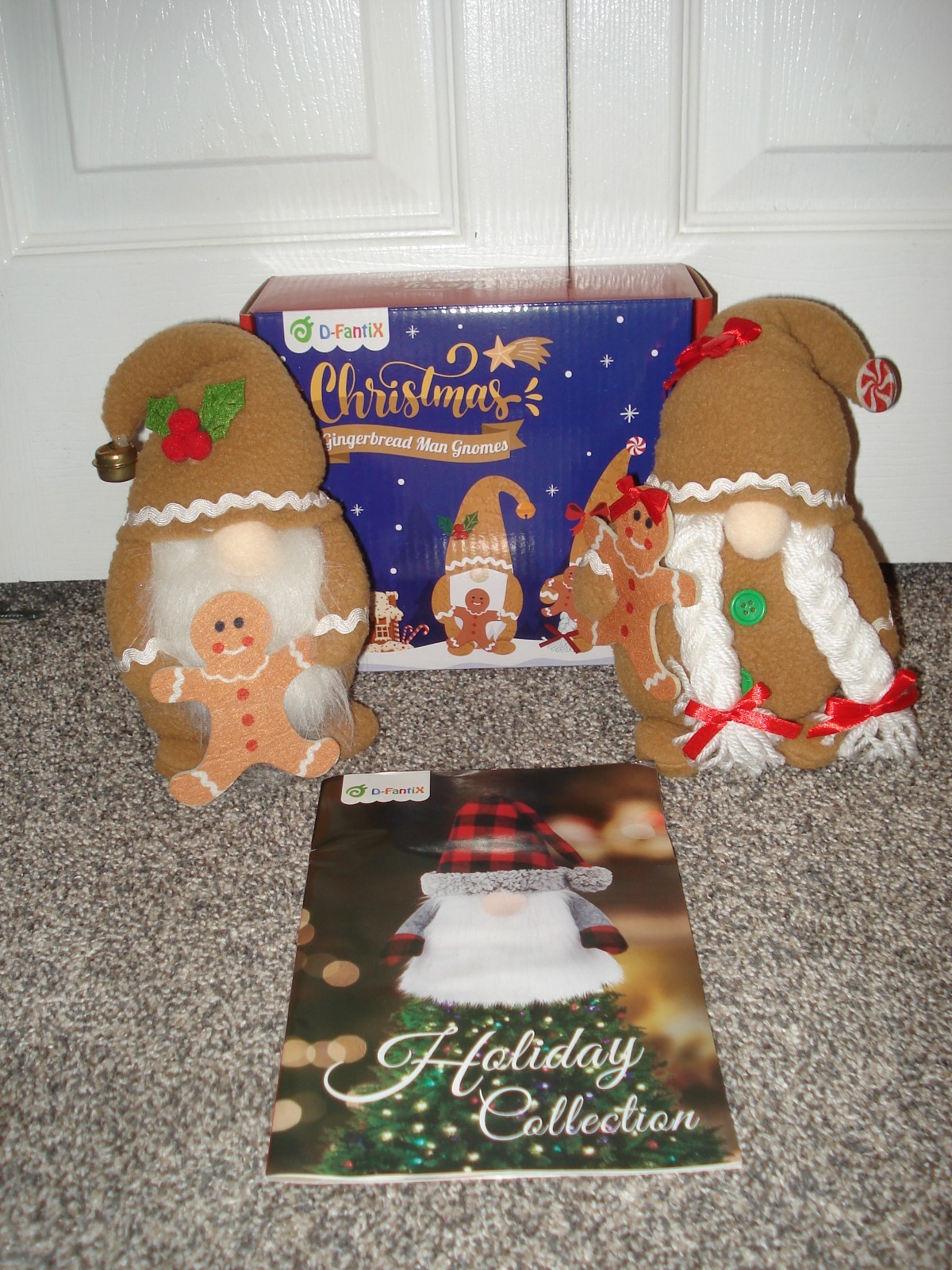 NIB WEIGHTED PLUSH FLEECE CHRISTMAS GINGERBREAD GNOMES SET