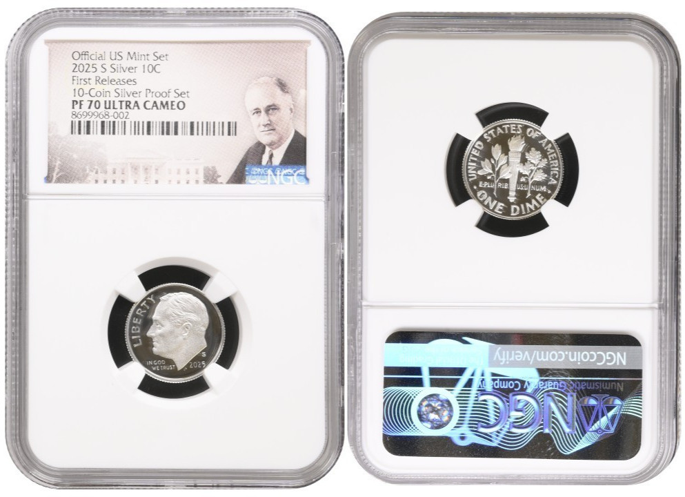 2025 S Silver Roosevelt Dime 10C From 10 Coin Silver NGC PF 70 UC First Releases