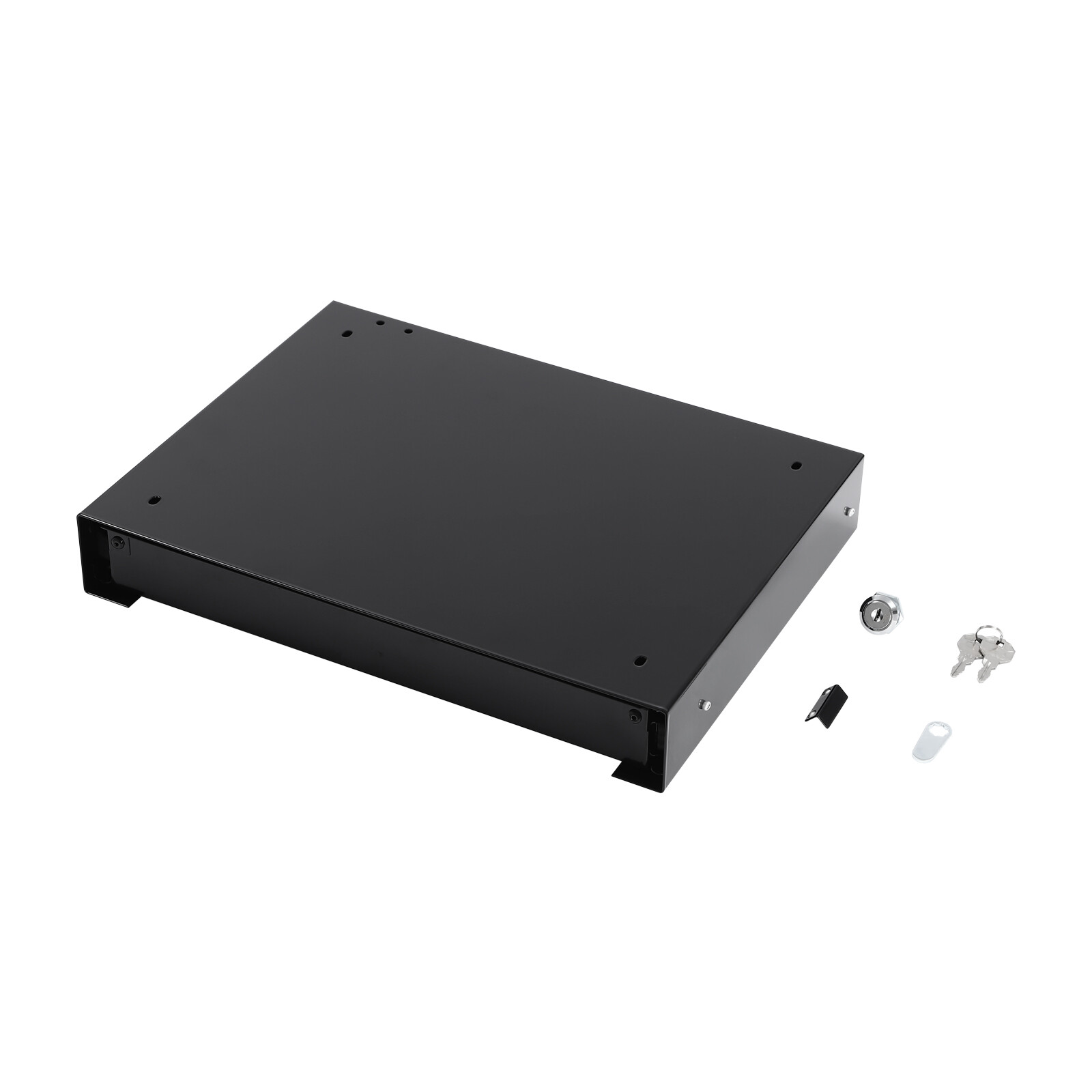 Under Desk Mounted Drawer Storage Sliding Out Tray Black Space Saver With Keys