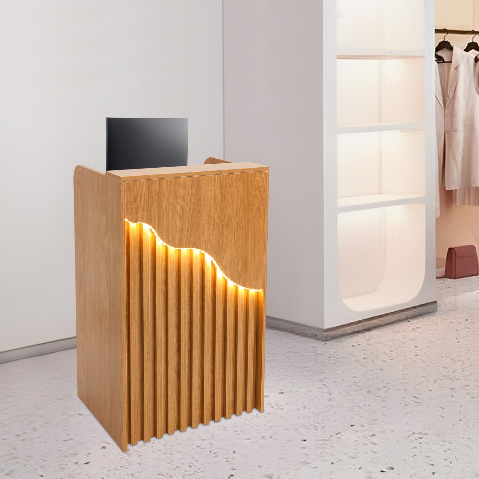 Modern Front Reception Counter Desk Checkout Office Desk with a Lockable Drawer