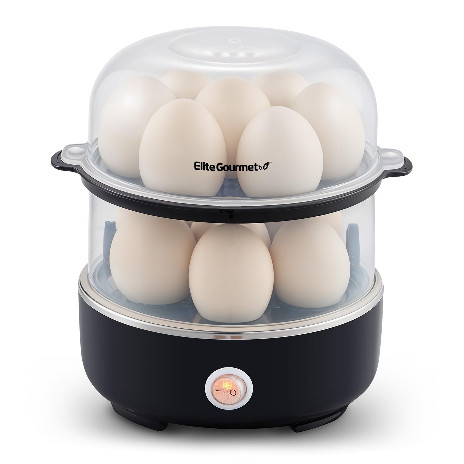 Elite Gourmet EGC1215B Easy Egg Cooker, Stainless-steel Heating 14-Egg, Black