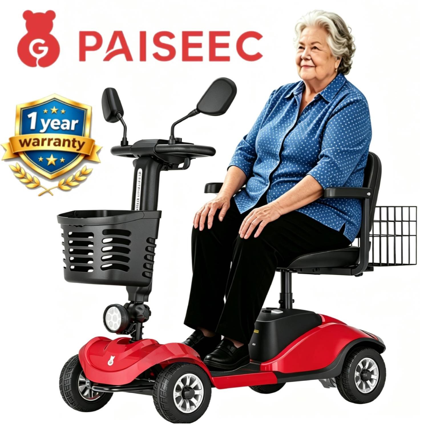 2026 4 Wheels Mobility Scooters Power Wheel Chair Electric Device Compact Mirror