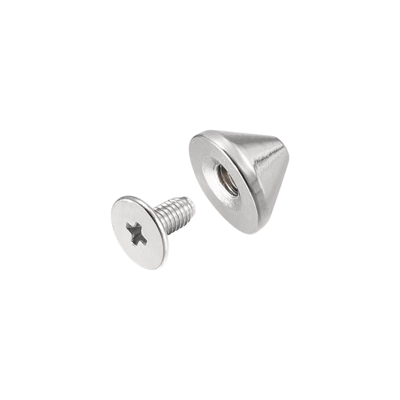 9x6mm Screw Back Rivets, 30 Set Solid Leather Studs Silver Tone
