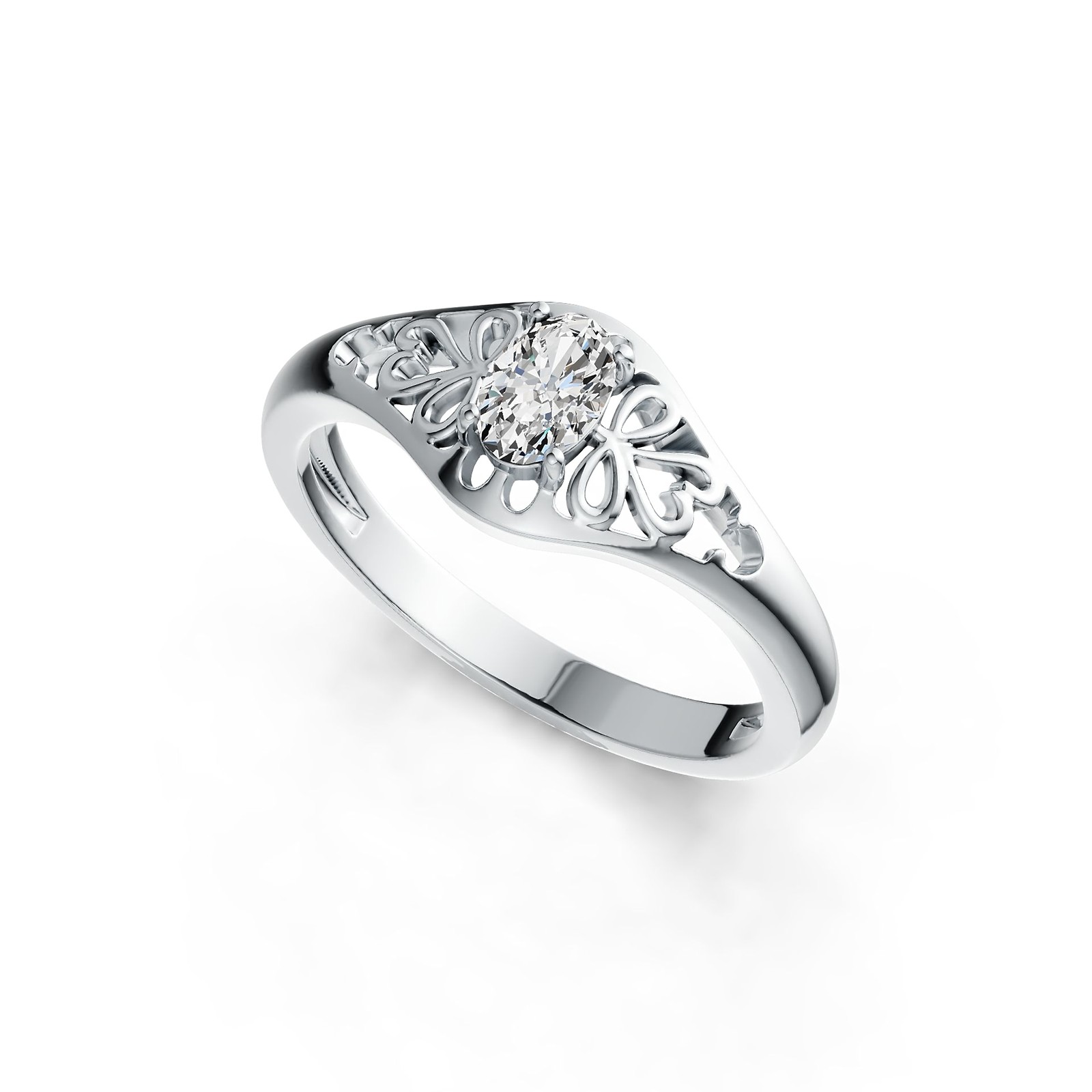 Sterling Silver Semi Mount Ring Setting Oval OV 6X4mm Solitaire Open Filigree