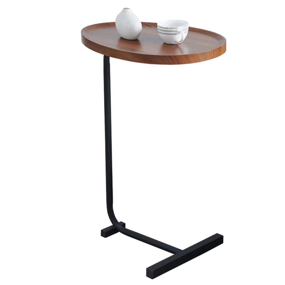2-pieces C-shaped Side Table Small Sofa Table for Living Room Brown/White