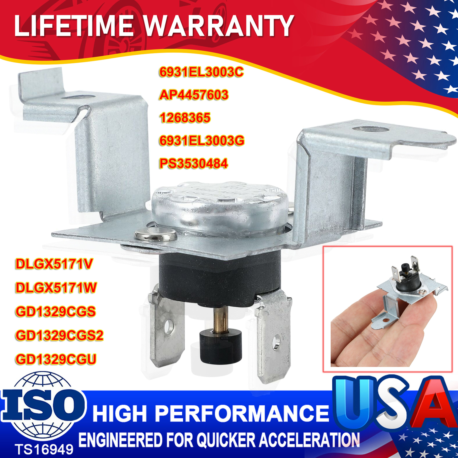 WE4M137 For GE Dryer Thermostat Thermal Safety Fuse AP2042565 PS267900 L315-65