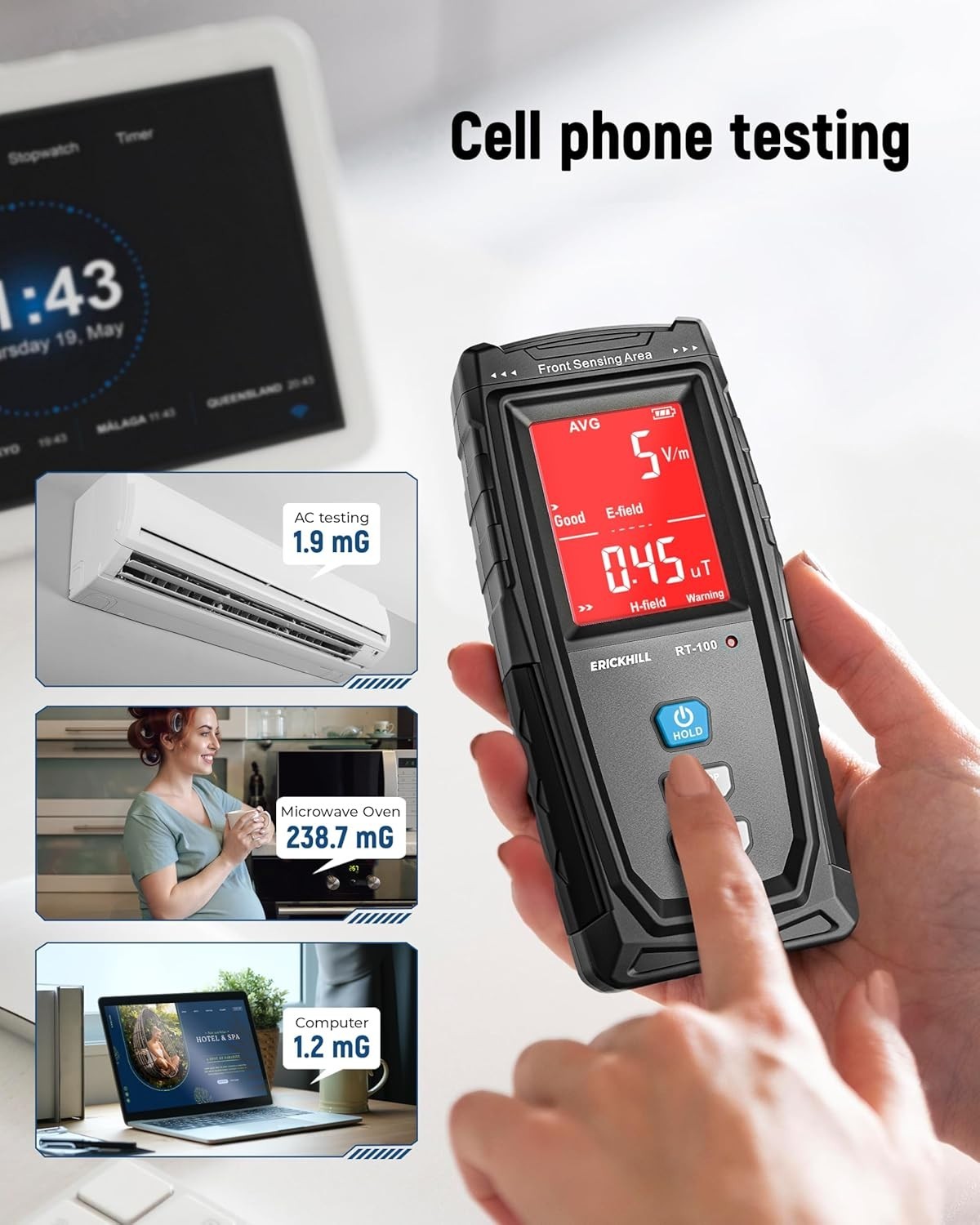 Erickhill Rechargeable EMF Tester Electromagnetic Radiation Tester RT-100