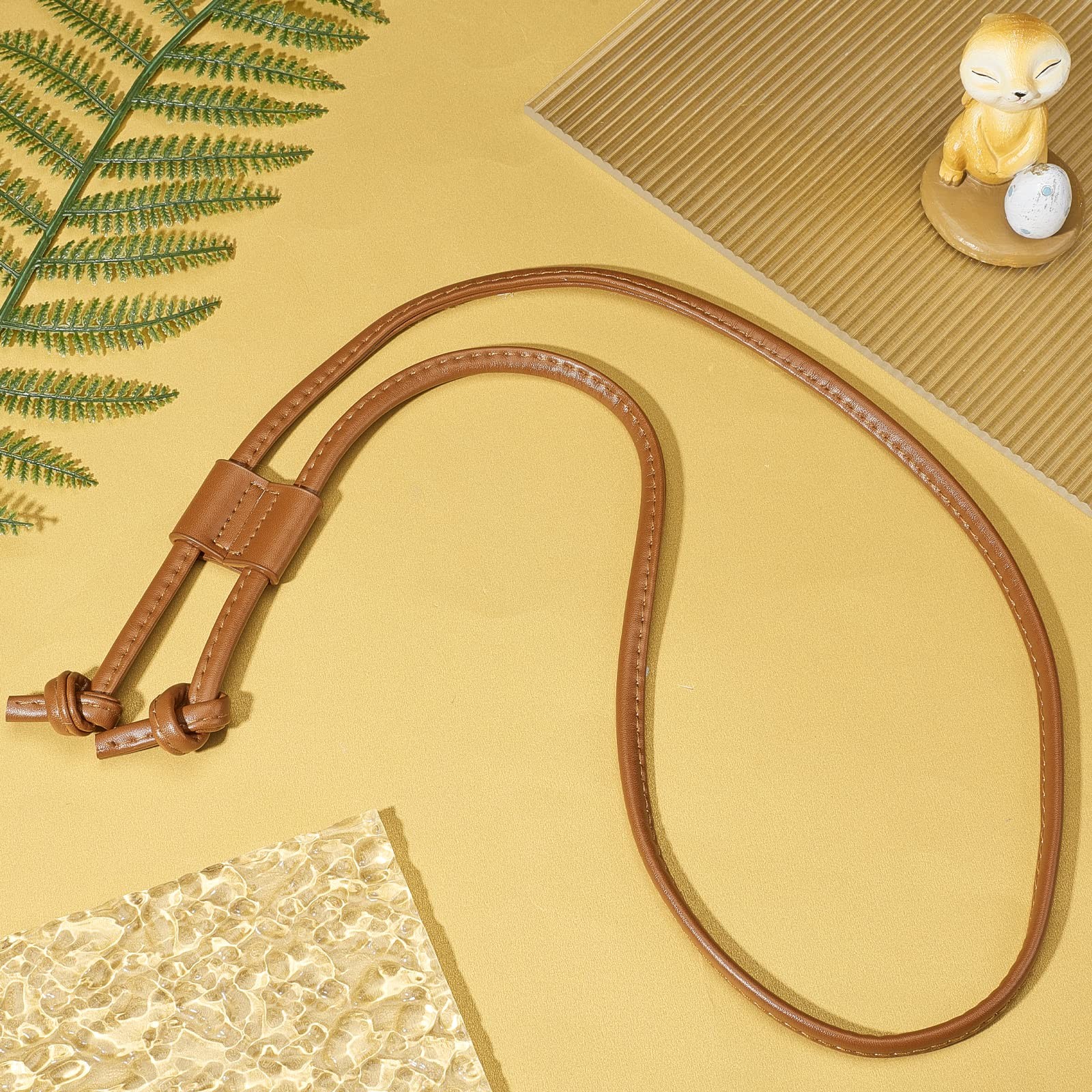 PU Leather Drawstring Pull String Purse Strap, 40.1 Inch/100cm Detachable Lea...