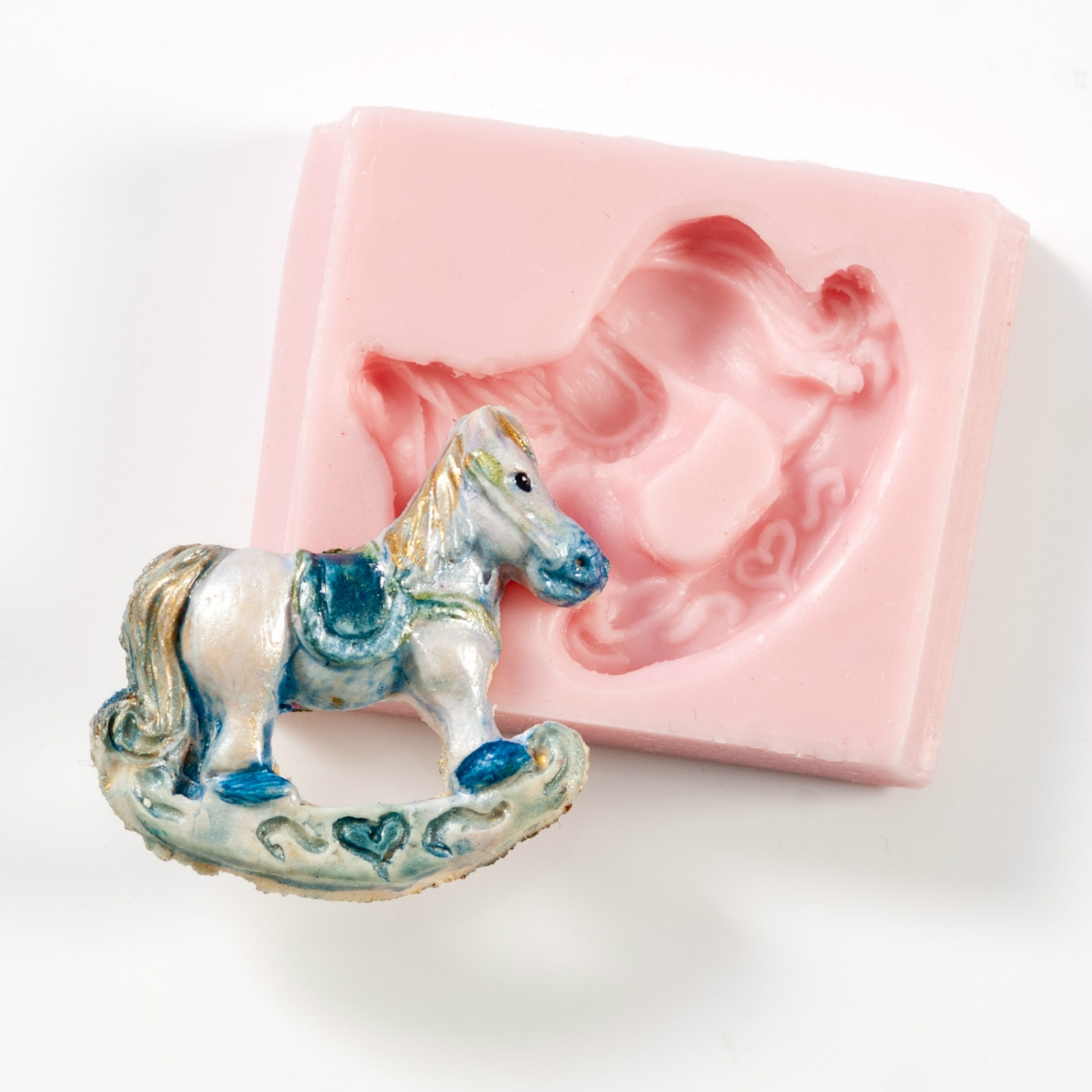 Rocky Horse Mold Flexible Silicone Push Mould Sculpey Clay Food Safe Candy (813)