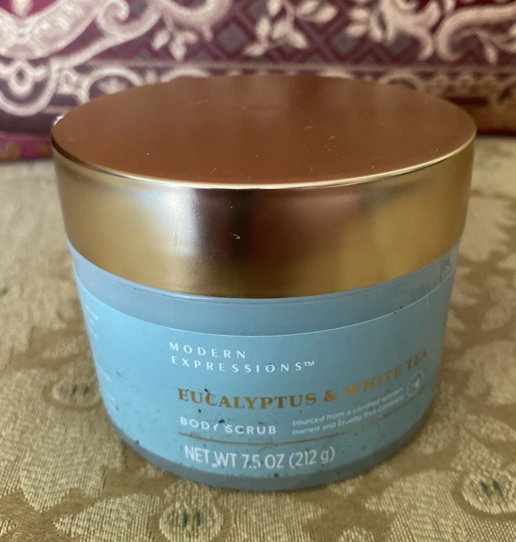 Modern Expressions NIP Eucalyptus & White Tea Body Scrub 7.5 Oz