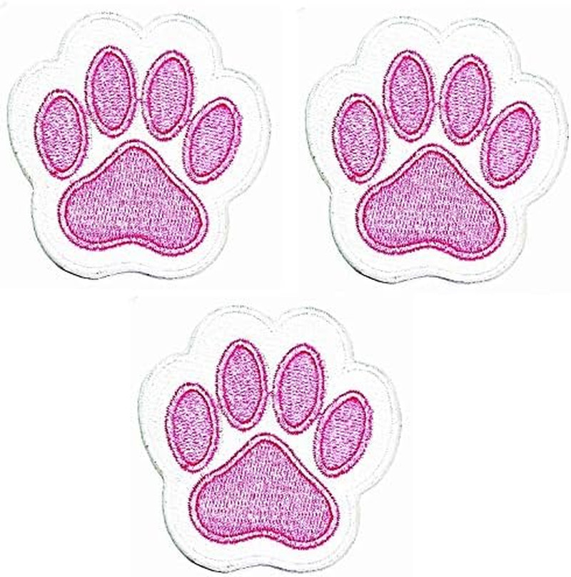 Patch Set of 3 Cute Paw Craft Fabric Cute Pink Cat Dog Footprint Cartoon Retro F