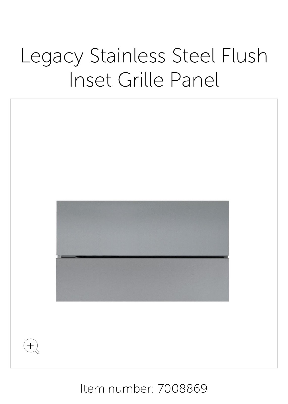Legacy Stainless Steel Flush Inset Grille Panel