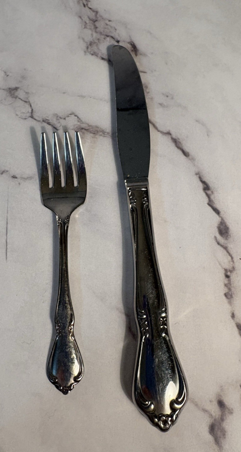 ONEIDA CHATEAU CHILDS FORK AND KNIFE - STAINLESS SILVERWARE