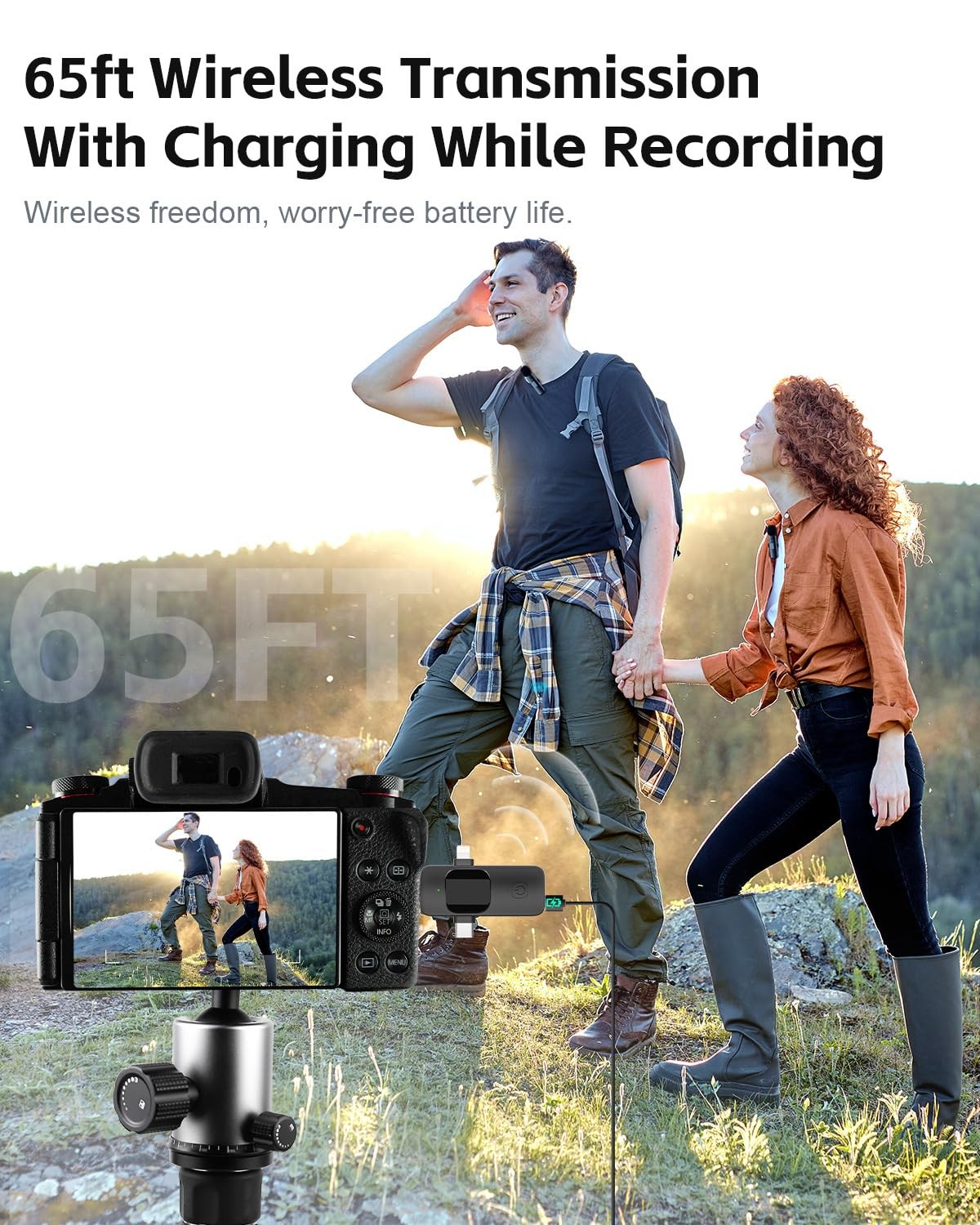 3-in-1 Wireless Lavalier Microphone for iPhone&Android,mini Microphone for Ca...