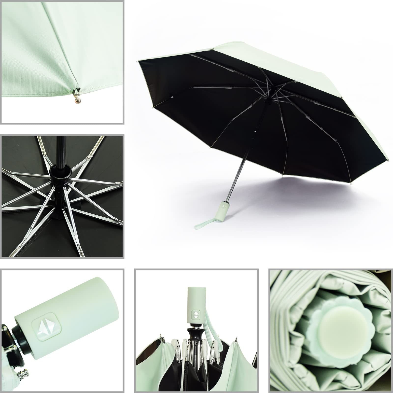 SY COMPACT Travel Umbrella Windproof Automatic 38 inch, Mint Green