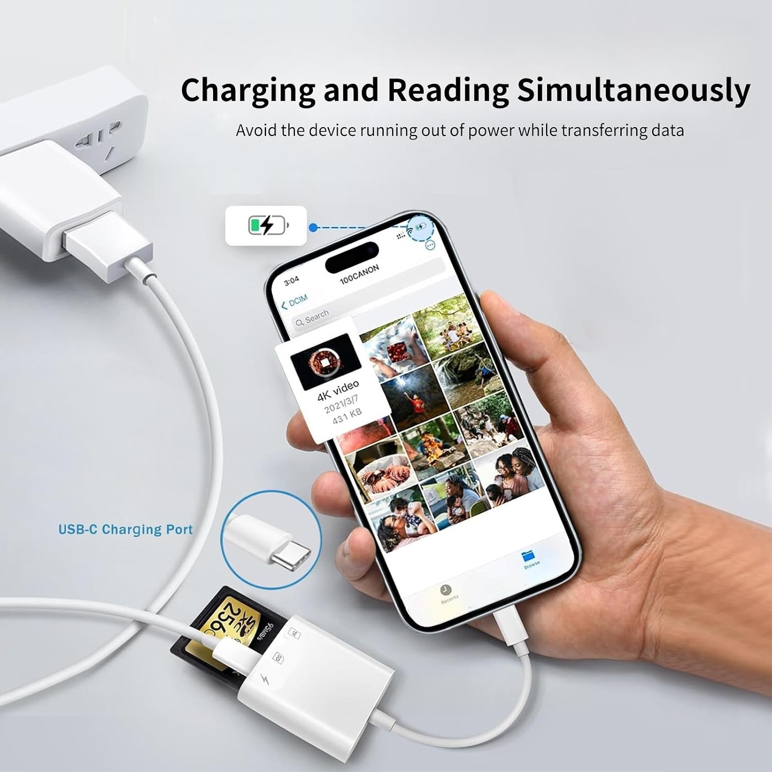 USB C SD Card Reader for Iphone 17/16/15 Series, USB-C to Micro SD Memory Card