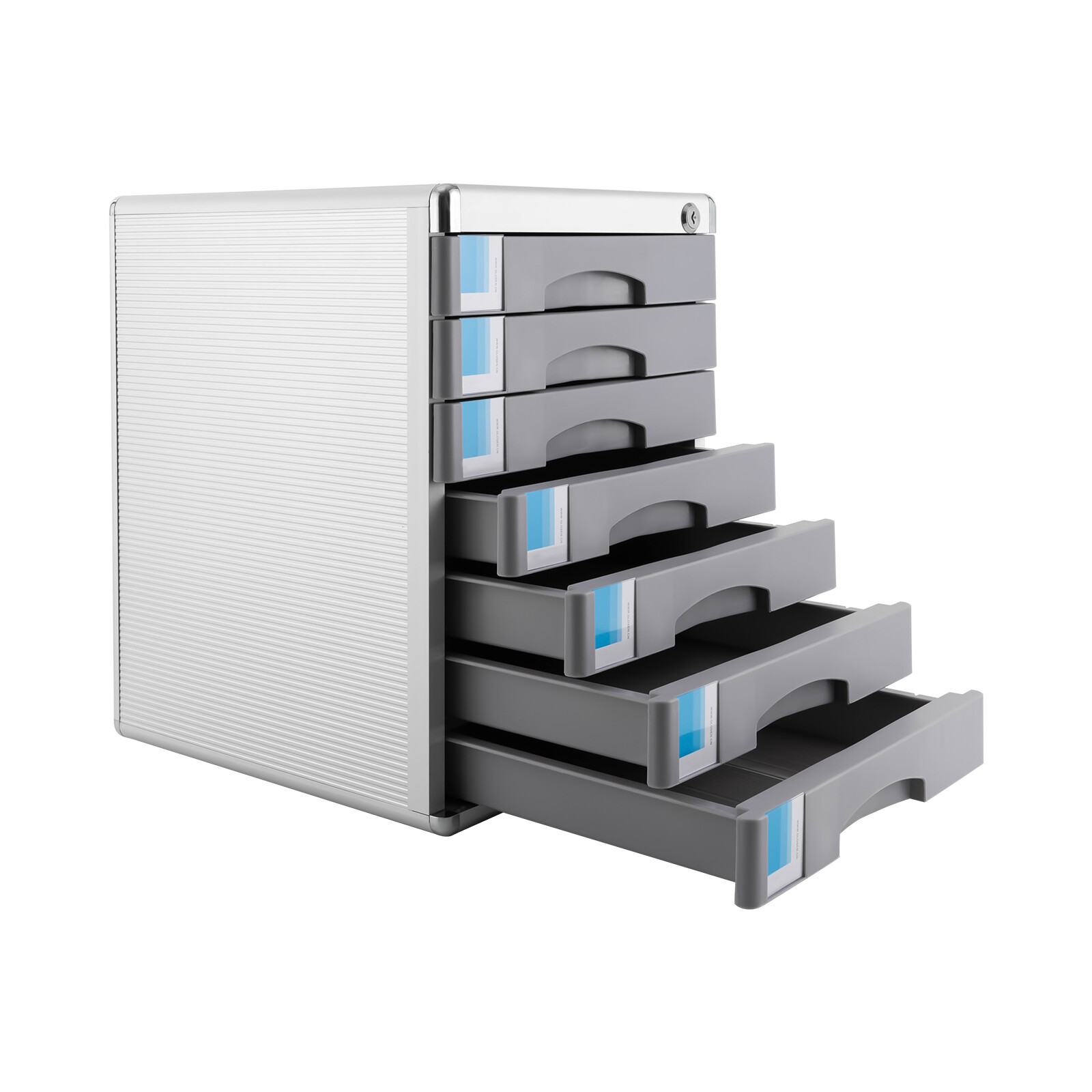 Office Filing Cabinet 7 Drawer Aluminum Alloy File Cabinet With Lock Desktop New